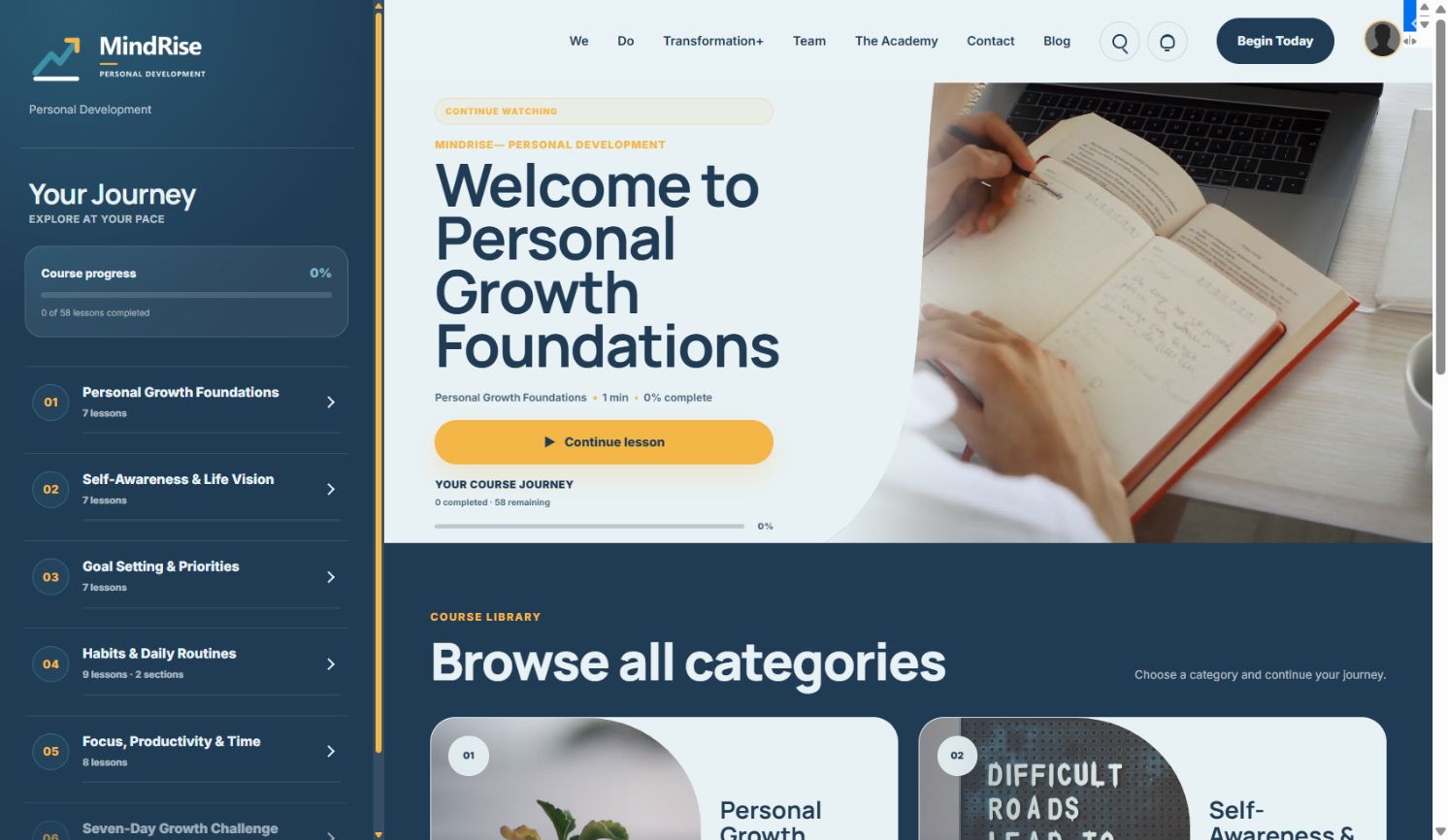 MindRise course browser