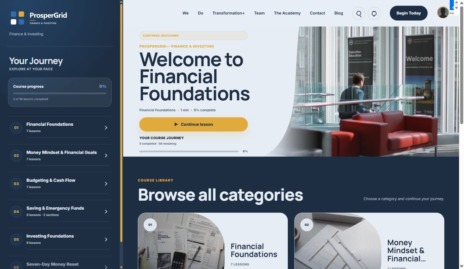 ProsperGrid course browser