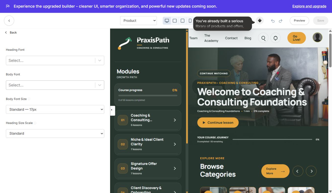 PraxisPath typography settings