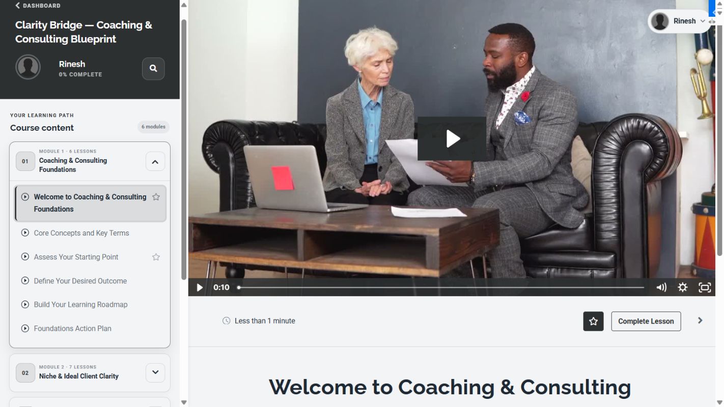 Momentum Pro lesson page