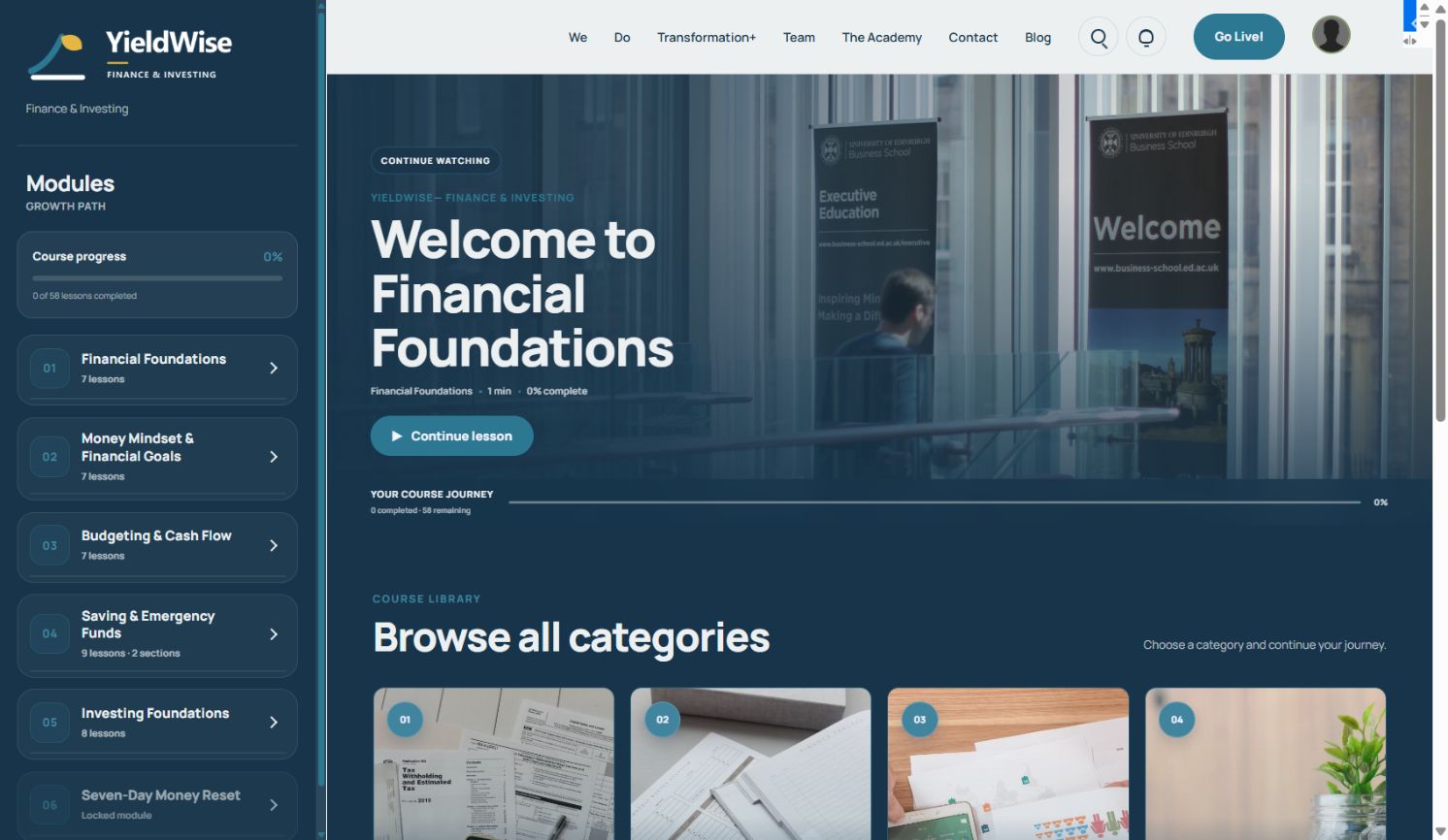 YieldWise course browser