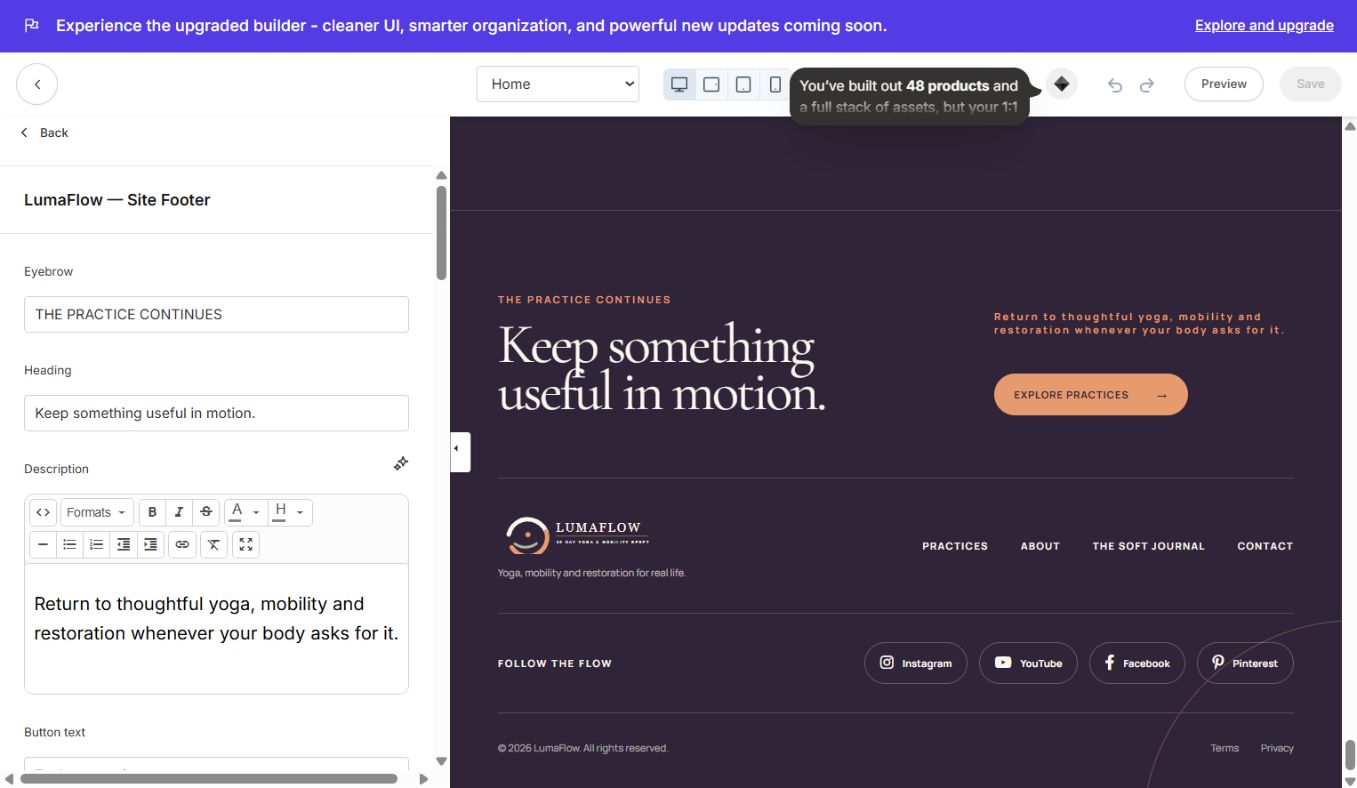Site Footer settings
