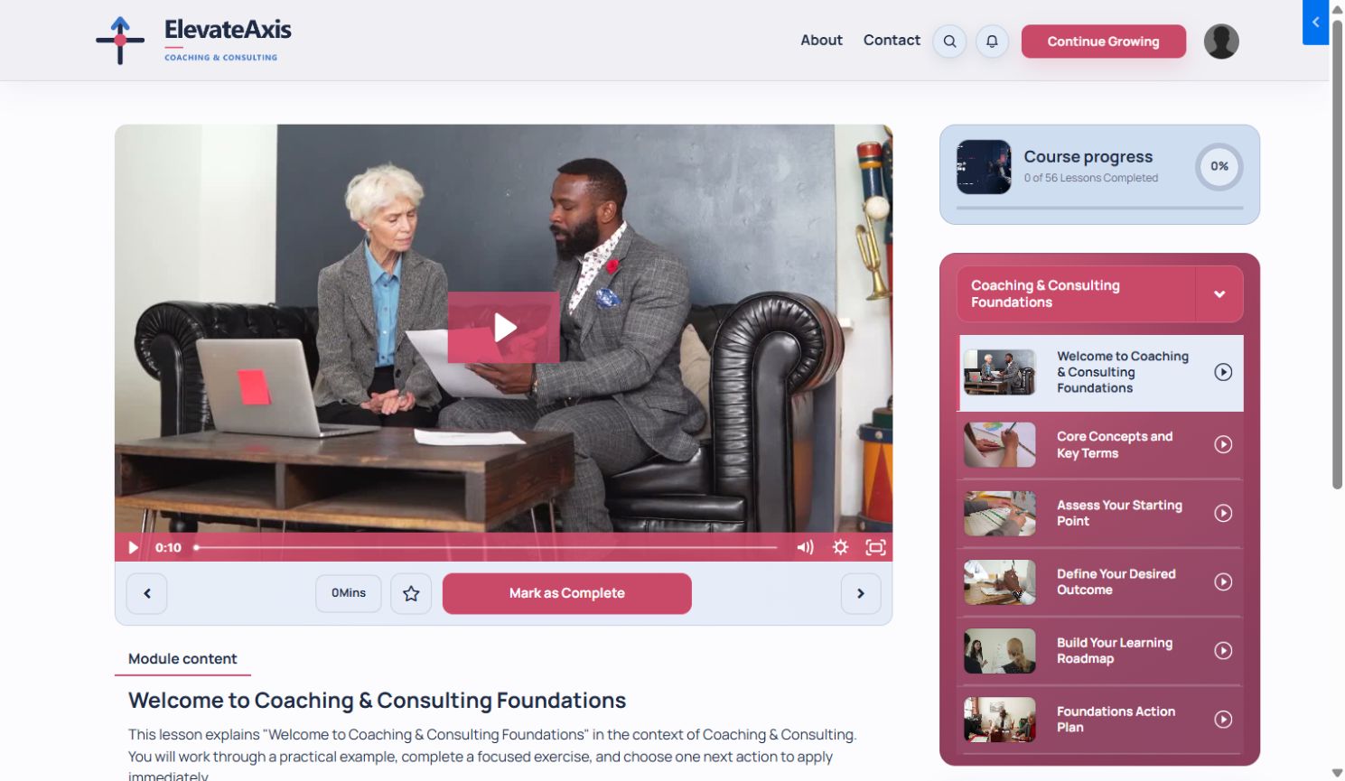 ElevateAxis live lesson experience
