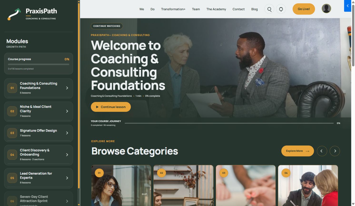 PraxisPath live course experience