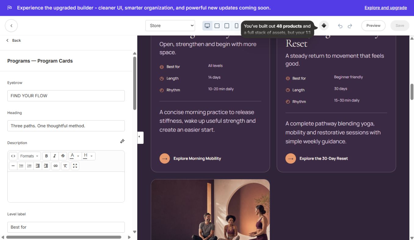 Program Cards settings