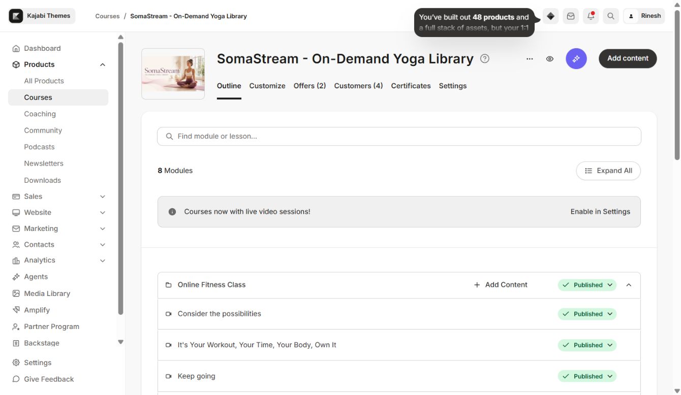 SomaStream Kajabi product overview