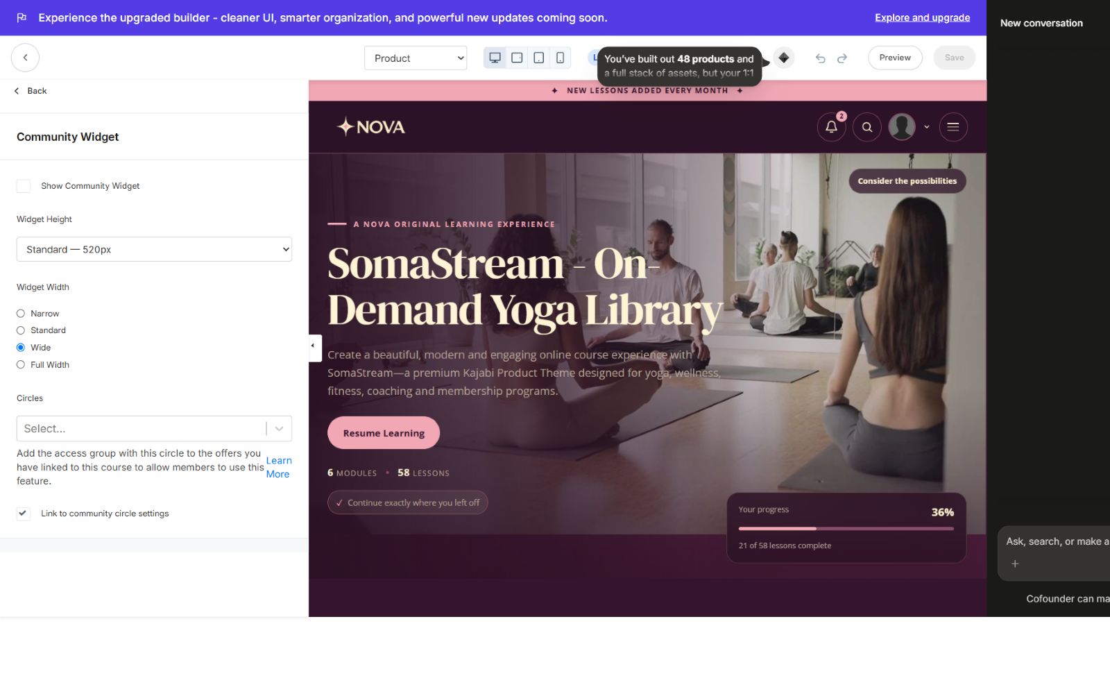 Community widget controls
