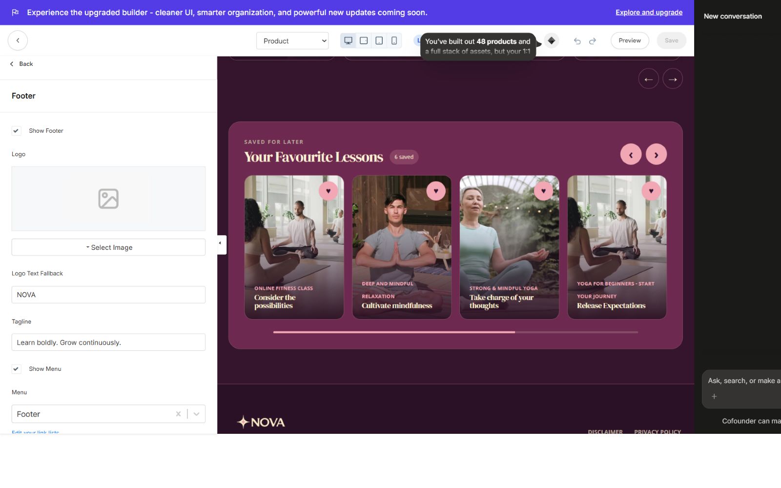 Footer controls