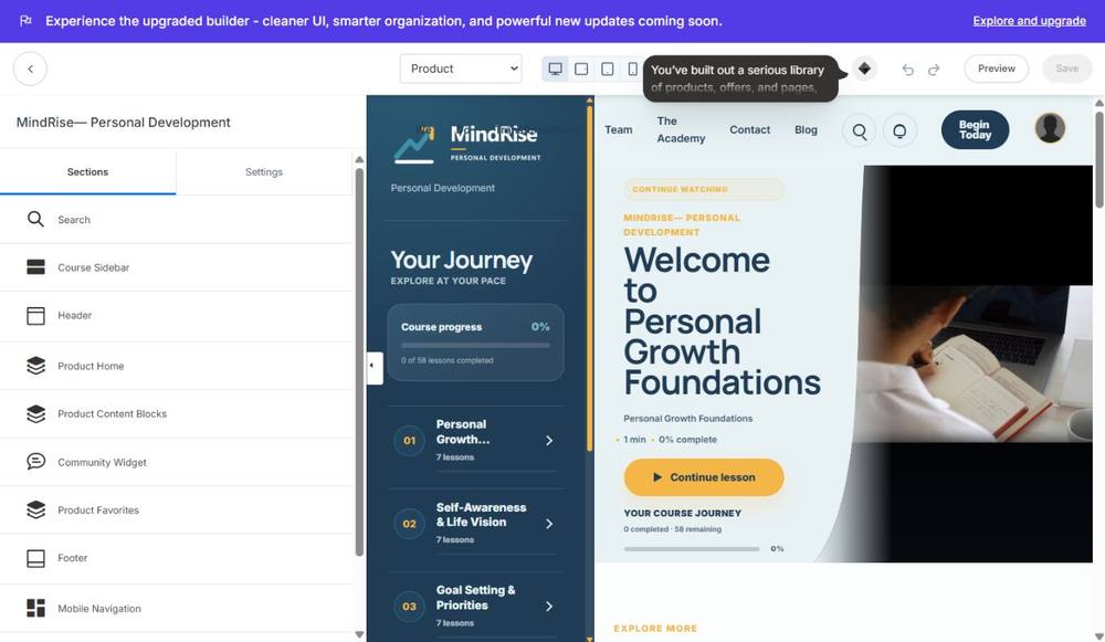MindRise — Personal Development full-page preview